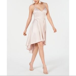 Sequin Hearts Women's  High/low Satin Hoco Dress Pink Size 5